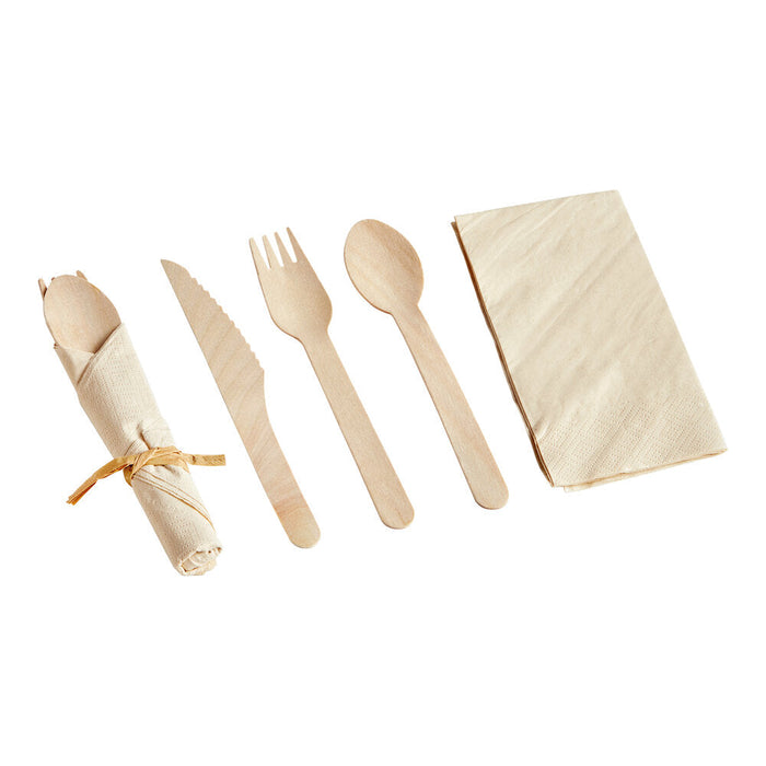 Wooden Cutlery Set with Napkin (Pack of 500)