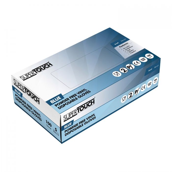Blue & Clear Vinyl Gloves — Medium, Pack of 1,000